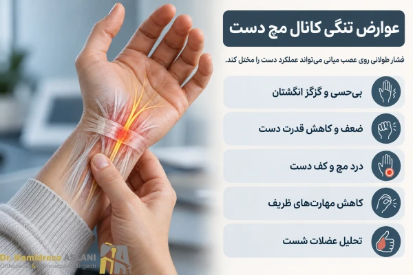 عوارض تنگی کانال مچ دست