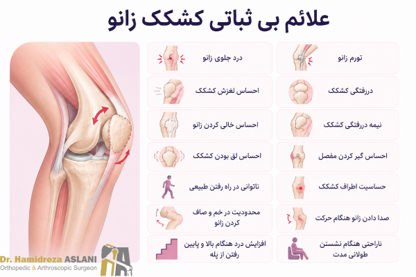 علائم بی ثباتی کشکک زانو